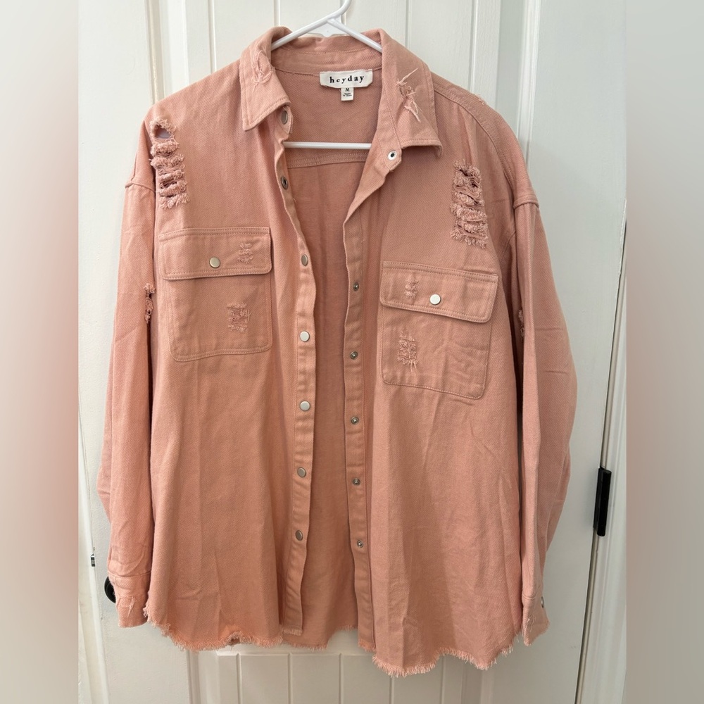 Distressed button up jacket